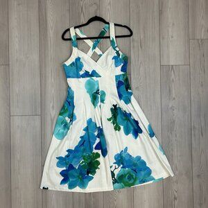 Calvin Klein Size 10 Fit & Flare White Floral Print Sundress Dress CD5GHN59